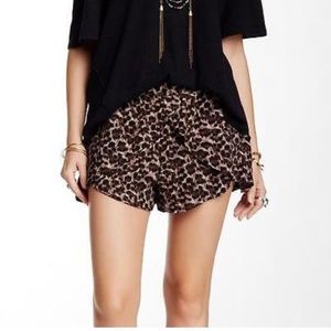 Free People Leopard Wrap Tulip Shorts